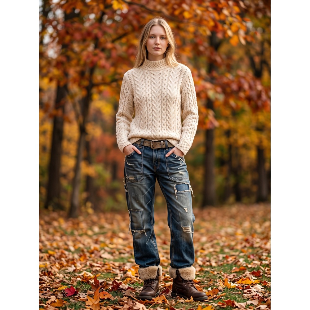 Aran Mor Ireland Wool Cable Knit Fisherman Cream Sweater Mock Neck Vintage Sz. S